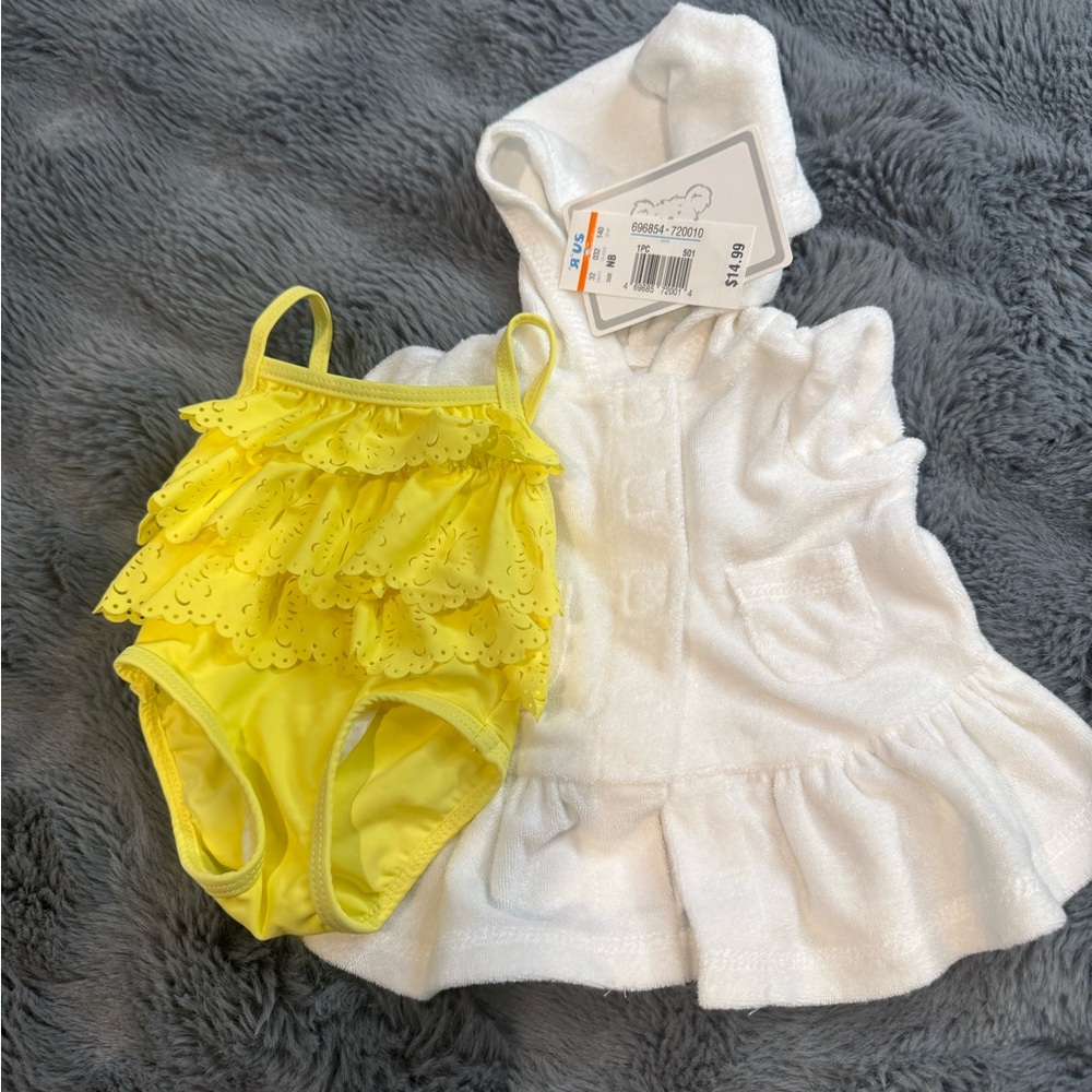 Koala Kids Yellow Swimsuit and White Cover-up